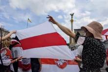 Manifestations de Bélarusses sur la place Maïdan, à Kiev, 2021
