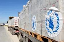 »ebensmitteltransporter am Grenzübergang Kerem Shalom. Das Welternährungsprogramm der Vereinten Nationen ist die weltweit größte humanitäre Organisation zur Bekämpfung des Hungers.«