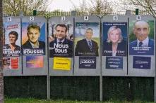 Wahlplakate der Präsidentschaftswahlen 2022 in Frankreich