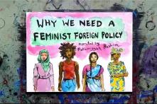 Première photo de la videó youtube avec plusieurs femmes et la phrase : Why we need a feminist foreign policy?