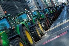 Demonstration of farmers in the European Quarter in Brussels
