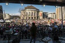 Photo d'une manifestation contre l'extrême droite à Fribourg (3 février 2024)