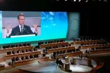 Emmanuel Macron spricht auf dem Pariser Klimagipfel 2017.