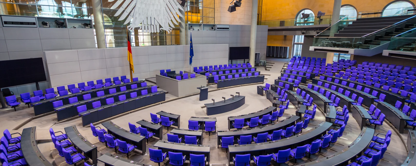  Interior of Plenary Hall meeting room of German Parliament Deutscher Bundestag