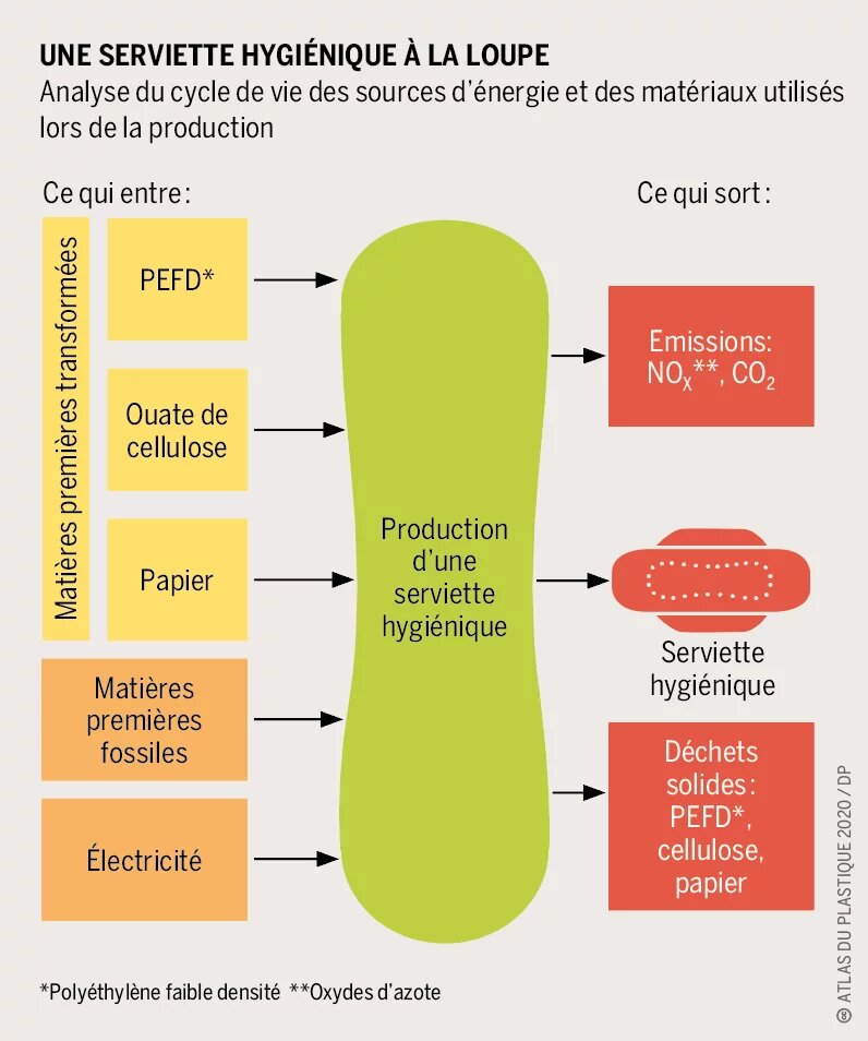 Une serviette hygiénique à la loupe