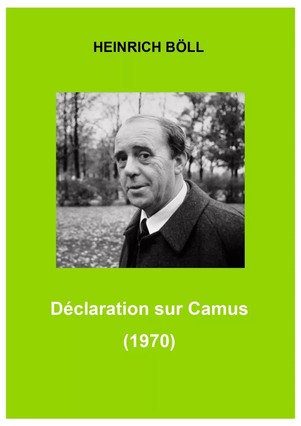 Couverture Nouvelle Déclaration sur Camus 