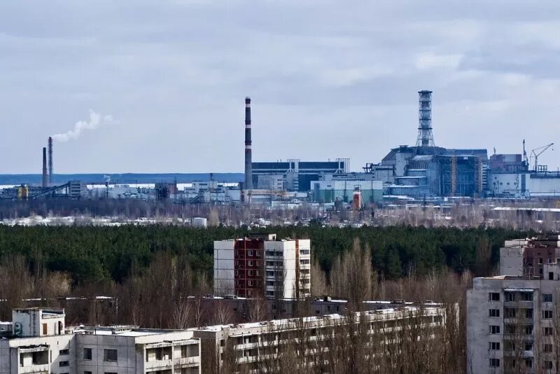 Vue sur la centrale de Tchernobyl