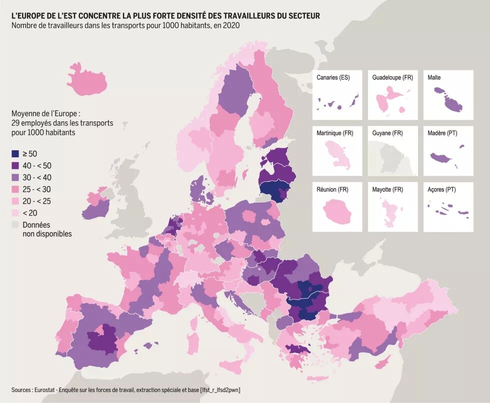 L'Europe de l'Est concentre la plus forte densité des travailleurs du secteur