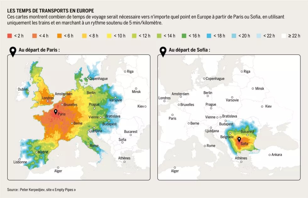 Les temps de transports en Europe