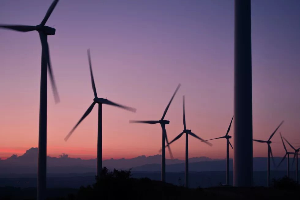 Windräder im Sonnenuntergang