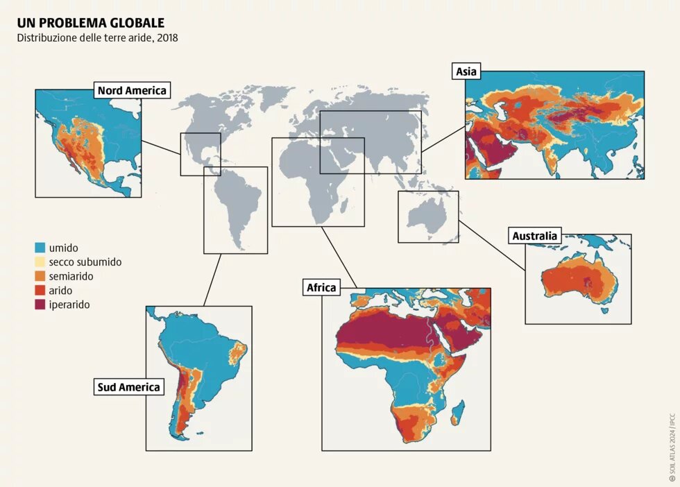 Circa tre miliardi di persone vivono in terre aride, il 70 per cento delle quali si trova in Asia e Africa