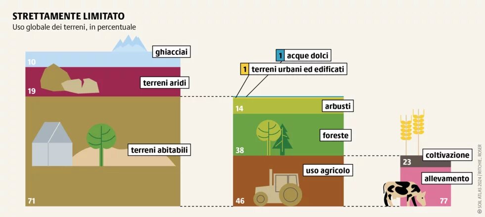 Solo una piccola porzione della Terra è adatta all’agricoltura, e quest’area si riduce progressivamente con l’aumento della degradazione del suolo.