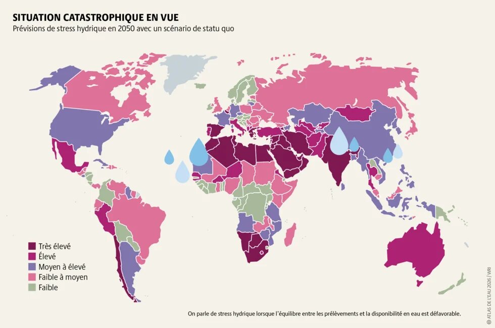 Compte tenu de la croissance démographique et de l’aggravation de la crise climatique, 5 milliards de personnes pourraient être confrontées à des pénuries d’eau d’ici 2050, à moins que des mesures d’urgence ne soient prises.